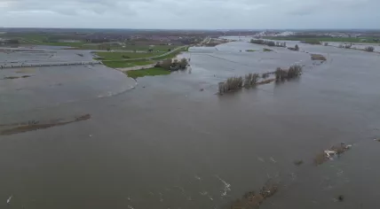 High water filled the IJssel River flood bypass near Kampen. 26 December 2023