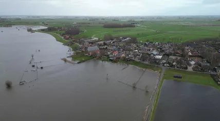 High water filled the IJssel River flood bypass near Kampen. 26 December 2023