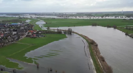High water filled the IJssel River flood bypass near Kampen. 26 December 2023