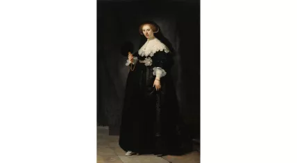 A pendant portrait of Oopjen Coppit, painted in 1634
