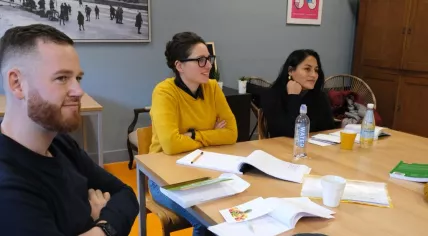 Students during a Dutch language course at NedLes in Amsterdam-Oost. January 2024