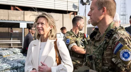 Minister Kajsa Ollongren of Defense visits Dutch soldiers stationed at a NATO mission in Baghdad, Iraq, 22 January 2024