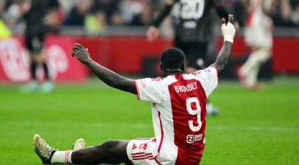 Brian Brobbey of Ajax during the Dutch Eredivisie match between Ajax Amsterdam and NEC Nijmegen at the Johan Cruijff ArenA on February 18, 2024 in Amsterdam, Netherlands.