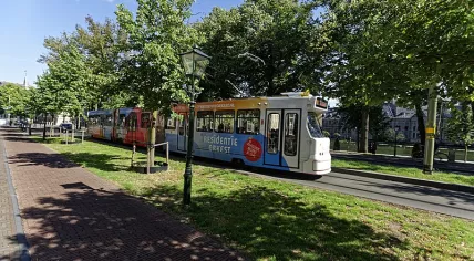 An HTM tram on Lange Vijverberg in The Hague, 17 August 2018