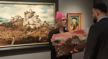 Extinction Rebellion activists interrupted the Rijksmuseum's first Frans Hals exhibit to protest against sponsor ING, 16 February 2024
