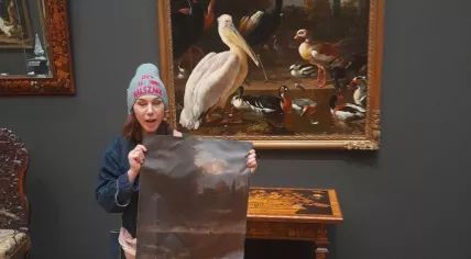 Extinction Rebellion activists interrupted the Rijksmuseum's first Frans Hals exhibit to protest against sponsor ING, 16 February 2024