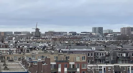 Looking north from the Dapperbuurt in Amsterdam towards towards the Oostenburg, the Oostelijk Havengebied and Java-Eiland. 3 February 2024
