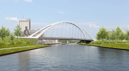 Artist rendering of the the Nettelhorster Bridge on the Goorseweg (N346) over the Twente Canal in Lochem