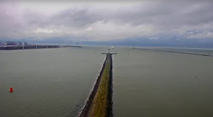 A lightning strike over the North Sea as Storm Louis approaches west of Rotterdam. 22 Feb. 2024