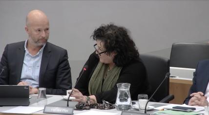 BBB leader Caroline van der Plas left a parliamentary debate on agriculture and fisheries after an altercation with D66 parliamentarian Tjeerd de Groot (left), 8 February 2024