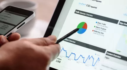 A dashboard providing feedback on search engine optimization (SEO) and digital marketing
