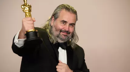 Hoyte van Hoytema poses with the Oscar® for Cinematography during the live ABC telecast of the 96th Oscars® at the Dolby® Theatre at Ovation Hollywood on Sunday, March 10, 2024.