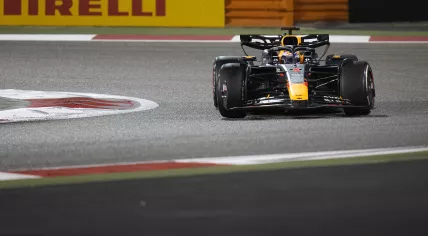 Red Bull driver Max Verstappen of the Netherlands steers his car during the Formula One Bahrain Grand Prix at the Bahrain International Circuit in Sakhir, Bahrain, Saturday, March 2, 2024.