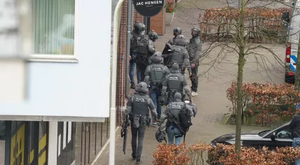 Police units deployed in the center of Ede after incident, March 2024.