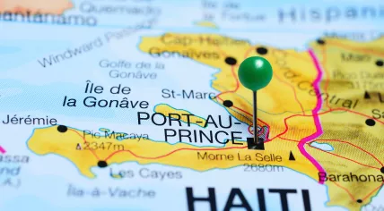 Port-Au-Prince pinned on a map of Haiti