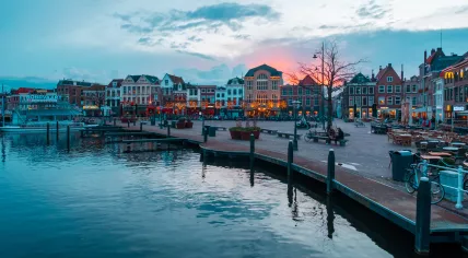 Historical building in Leiden city center, Netherlands