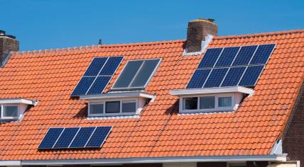 Solar panels on a home in Utrecht