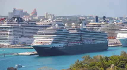 The Nieuw Amsterdam, a Holland America Line cruise ship, docked at Nassau Harbour, Nassau, the Bahamas. 5 December 2022