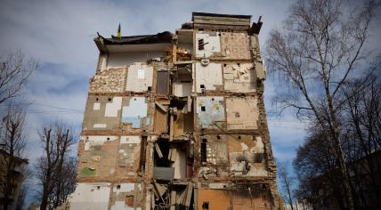 A building destroyed in Kharkiv during the war between Russia and Ukraine. 1 March 2024