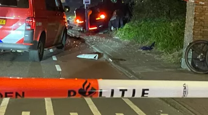 Car overturns after police chase in Amsterdam, March 2024.