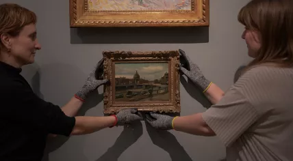 View of Amsterdam from Central Station (1885) by Vincent van Gogh in the Rijksmuseum, March 2024