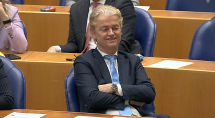 PVV leader Geert Wilders in a parliamentary debate on the Cabinet formation talks between PVV, VVD, NSC, and BBB, 29 March 2024