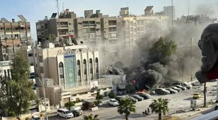  A photo showing the Iranian consulate near the Iranian embassy in Damascus after it was hit with an Israeli airstrike.