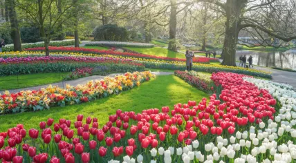 Tulips blooming in the Keukenhof in Lisse, 11 April 2024