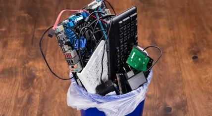 Hardware Equipment In Dustbin. 