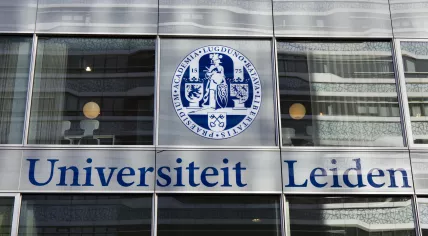 Letter university of leiden on a glass wall