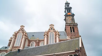 The bell tower of the Western Church, in Dutch Westerkerk in Amsterdam