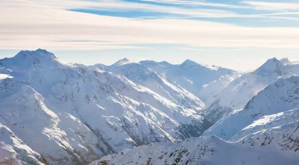 Snow covered mountains at Sölden, Ötztal, Tirol, in the Austrian Alps. 2014