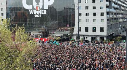 Rotterdam celebrates Feyenoord's KNVB Cup win on the Binnenrotte, 22 April 2024