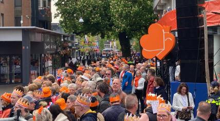 The King's Day crowd gathers ahead of King Willem-Alexander's visit to Emmen, Drenthe. 27 April 2024