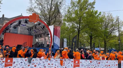 The King's Day crowd gathers ahead of King Willem-Alexander's visit to Emmen, Drenthe. 27 April 2024