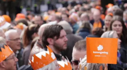 The King's Day crowd gathers ahead of King Willem-Alexander's visit to Emmen, Drenthe. 27 April 2024