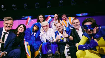 Joost Klein and the Dutch delegation during the Second Semi-Final of the Eurovision Song Contest at the Malmö Arena. 9 May 2024