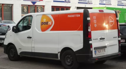 A PostNL delivery vehicle on the streets of Ans, in Liège, Belgium. 27 April 2018
