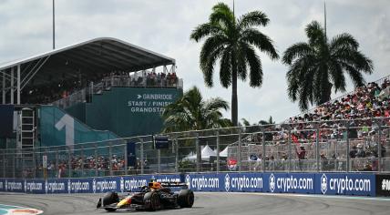 Red Bull Racing's Dutch driver Max Verstappen races during the 2024 Miami Formula One Grand Prix at Miami International Autodrome in Miami Gardens, Florida, on May 5, 2024. 