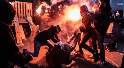Violence erupts at the University of Amsterdam after a group of men attacked a group of pro-Palestinian demonstrators. 6 May 2024