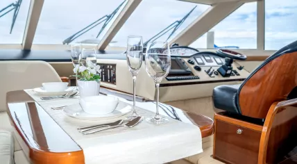Luxury lunch table setting on a yacht