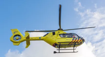 A 112 air ambulance helicopter in Amsterdam, Netherlands. 