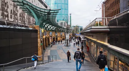 Shopping street Beurstraverse in Rotterdam, Netherlands.