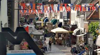 Along the Vischpoortstraat in Elburg, Gelderland on a sunny afternoon. 23 May 2024