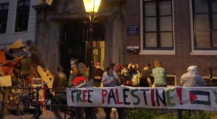 Gaza support protest at Amsterdam University, 7 May 2024