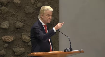 PVV leader Geert Wilders during the Tweede Kamer debate on the new PVV, VVD, NSC, and BBB coalition, 22 May 2024