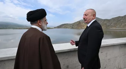 Iran President Ebrahim Raisi meets with Azerbaijan President Ilham Aliyev hours before Raisi died in a helicopter crash. 19 May 2024