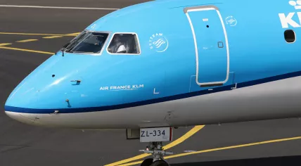 KLM Embraer 190STD with tail number PH-EZL at Schiphol Airport. 10 August 2018