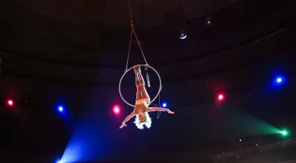 An acrobat during a circus performance.