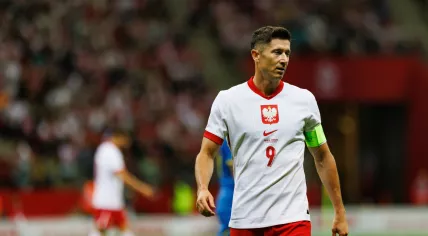 Robert Lewandowski during Friendly game between national teams of Poland and Ukraine at PGE Narodowy, Warsaw, Poland.